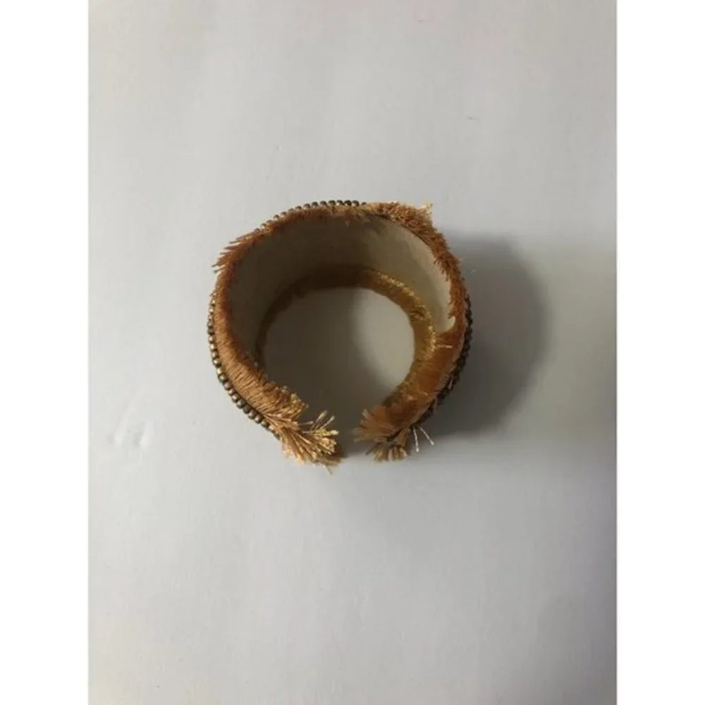 Artsy Cuff Bracelet‎ Women OS Gold Pink Teal Boho Fringe Statement India